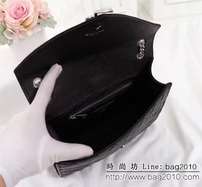 YSL聖羅蘭 爆款 魚子醬紋牛皮鏈條單肩斜挎包 26808-1 YAS1181
